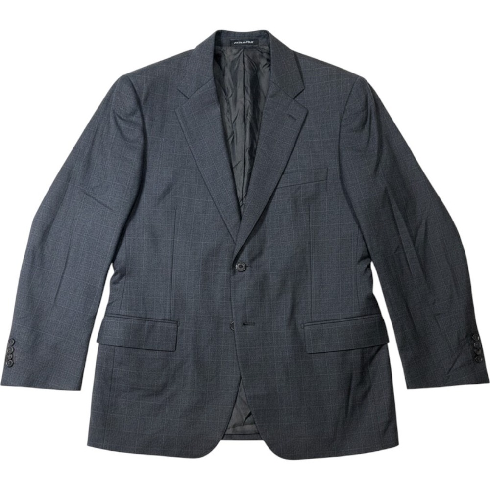 Faconnable Blazer Jacket Mens 44R Grey Good Italian Wool Windowpane Sport Coat